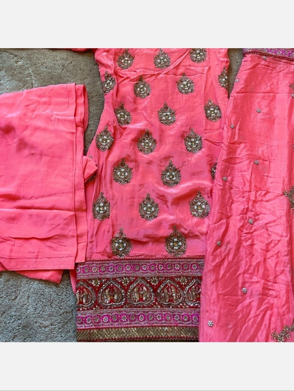 Peach Pink With Embroidery Salwar Kameez - Picture 3 of 5